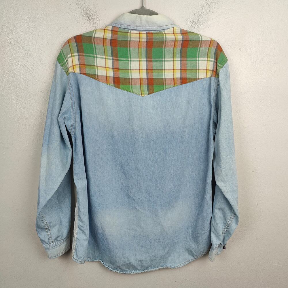 Isabel Marant Etoile Denim Shirt Womens 38‎ US 6 Light Blue Checker Linen Blend - Picture 6 of 10